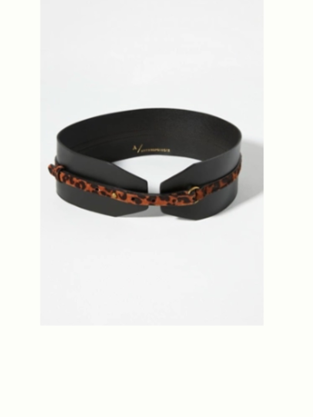 Anthropologie Leather Corset Belt - Black with Leopard Calf Hair - New w/o tags